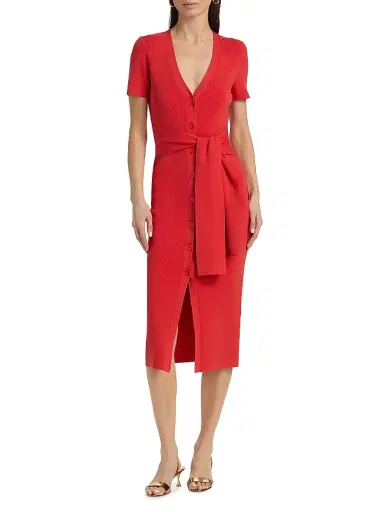 Toccin Women's Agnes Rib-Knit Midi-Dress - Tomato | Thumbnail 3