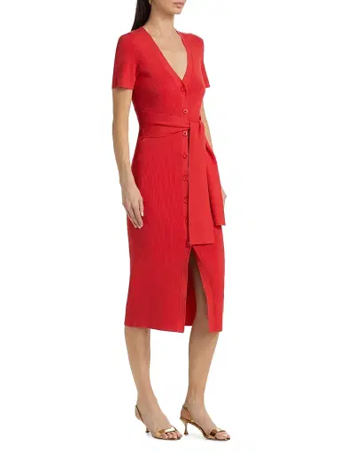 Toccin Women's Agnes Rib-Knit Midi-Dress - Tomato | Thumbnail 4