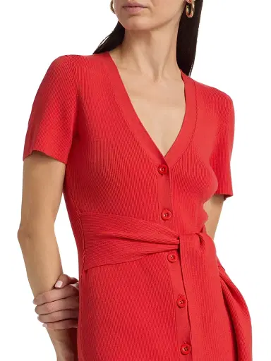 Toccin Women's Agnes Rib-Knit Midi-Dress - Tomato | Thumbnail 6