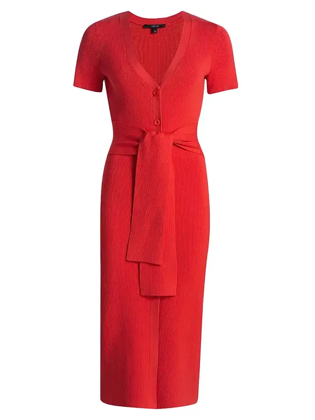 Toccin Women's Agnes Rib-Knit Midi-Dress - Tomato