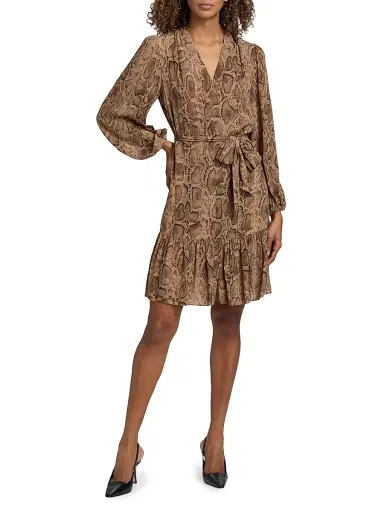 Kobi Halperin Women's Samara Snake Self-Belt Midi-Dress - Tannin Multi | Thumbnail 2