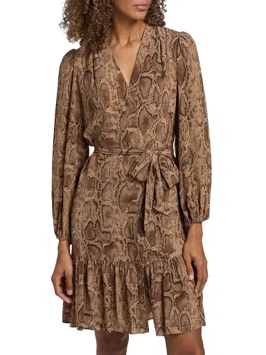 Kobi Halperin Women's Samara Snake Self-Belt Midi-Dress - Tannin Multi | Thumbnail 3