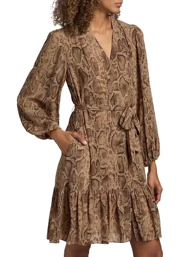 Kobi Halperin Women's Samara Snake Self-Belt Midi-Dress - Tannin Multi | Thumbnail 4