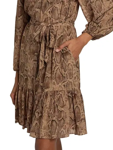 Kobi Halperin Women's Samara Snake Self-Belt Midi-Dress - Tannin Multi | Thumbnail 6