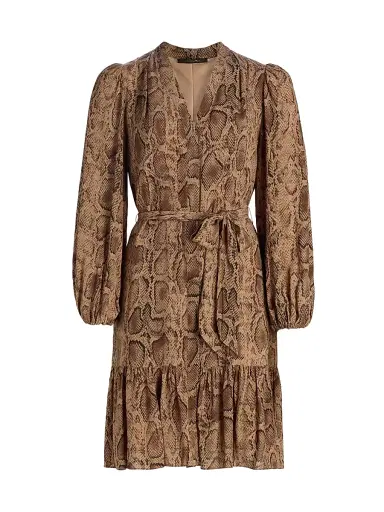Kobi Halperin Women's Samara Snake Self-Belt Midi-Dress - Tannin Multi | Thumbnail 1