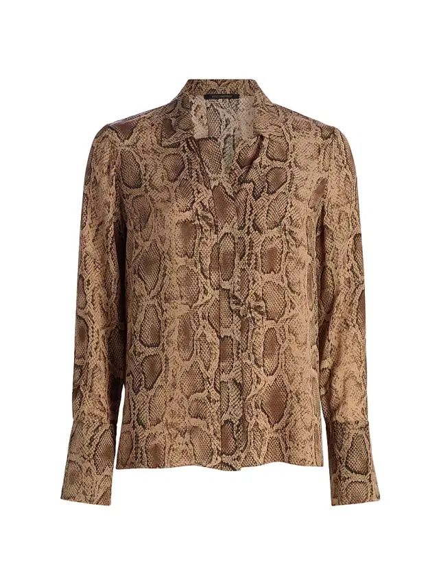 Women's Piper Snake Button-Front Blouse - Tannin Multi