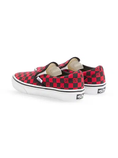 Valentino Garavani Women's and Vans Slip-On Sneakers in Fabric with VLogo Checkerboard Print - Rouge Pur Black | Thumbnail 3
