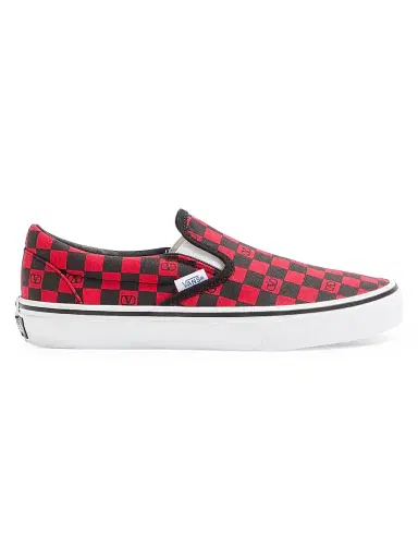 Valentino Garavani Women's and Vans Slip-On Sneakers in Fabric with VLogo Checkerboard Print - Rouge Pur Black | Thumbnail 1