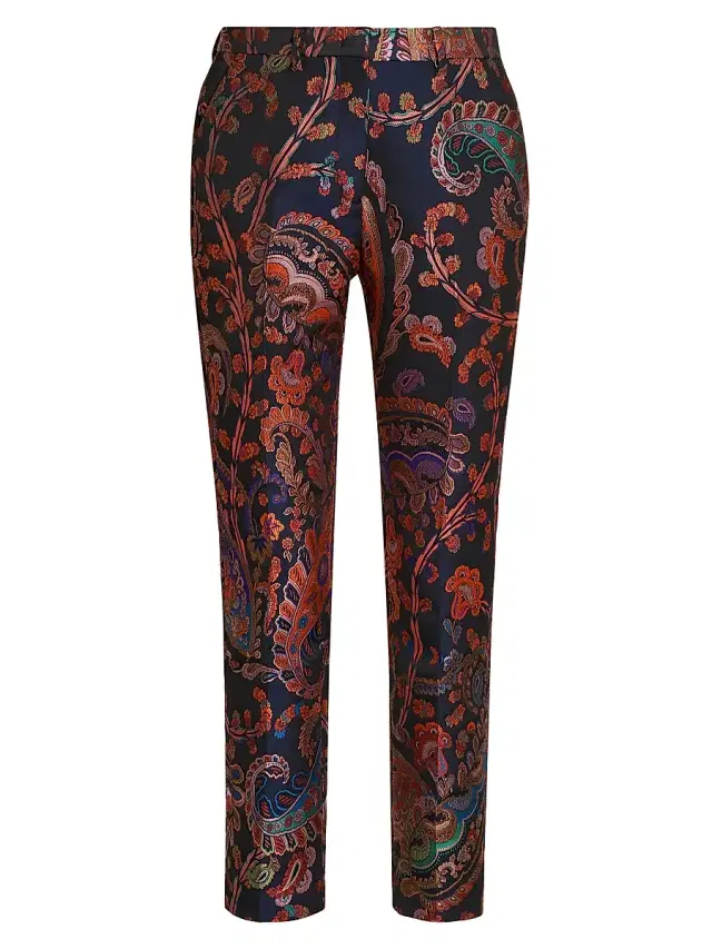 Women's Bristol Paisley Brocade Trousers - Multicolor Blue Base