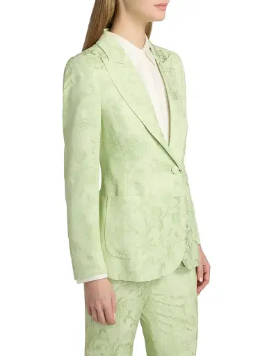 Etro Women's Paisley Jacquard Two-Button Blazer - Verde Mare Pastello | Thumbnail 4 Etro Women's Paisley Jacquard Two-Button Blazer - Verde Mare Pastello | Thumbnail 4