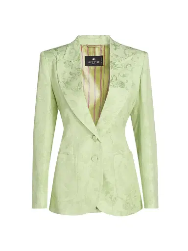 Etro Women's Paisley Jacquard Two-Button Blazer - Verde Mare Pastello | Thumbnail 1 Etro Women's Paisley Jacquard Two-Button Blazer - Verde Mare Pastello | Thumbnail 1