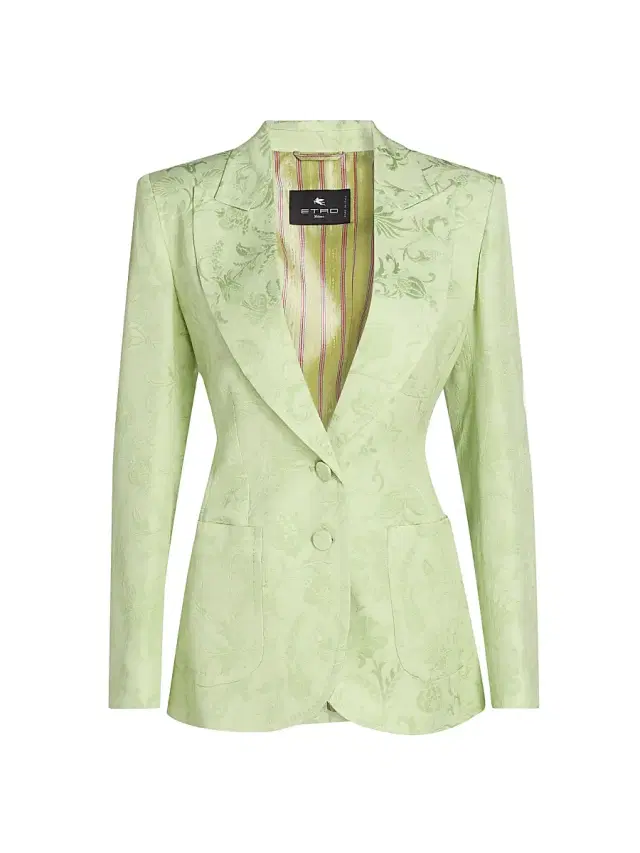 Women's Paisley Jacquard Two-Button Blazer - Verde Mare Pastello