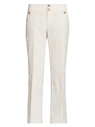 Etro Women's Paisley Embossed Trousers - Light Creamy White - Size 14 | Thumbnail 1 Etro Women's Paisley Embossed Trousers - Light Creamy White - Size 14 | Thumbnail 1