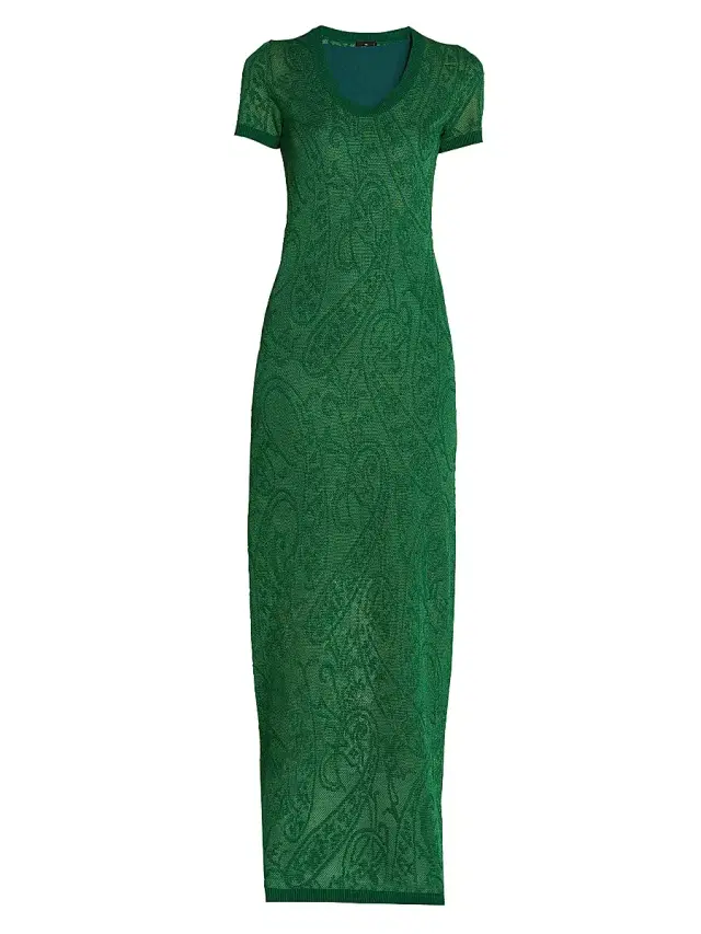 Women's Floral Jacquard Knit Maxi Dress - Green Lawn