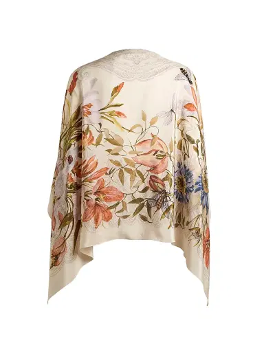 Etro Women's Floral Silk Poncho - Multi Beige | Thumbnail 2