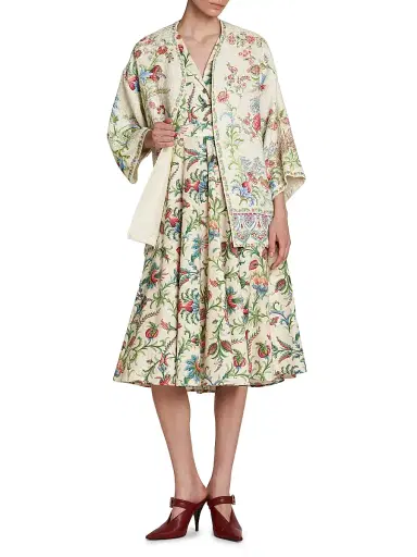 Etro Women's Stamped Floral Stretch Cotton Shirtdress - Stampa Bianco | Thumbnail 2