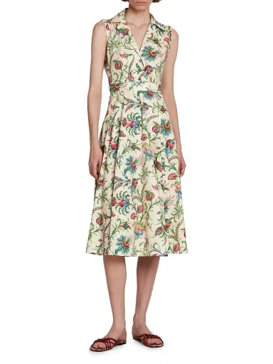 Etro Women's Stamped Floral Stretch Cotton Shirtdress - Stampa Bianco | Thumbnail 3