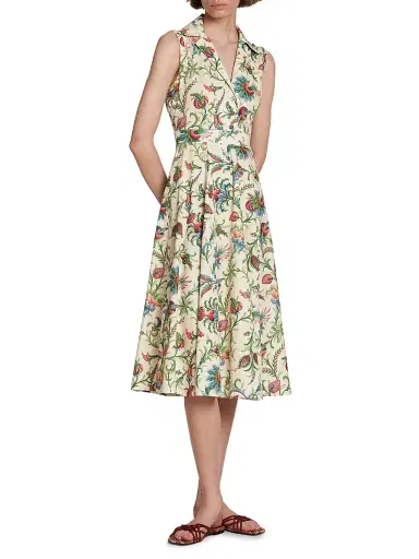 Etro Women's Stamped Floral Stretch Cotton Shirtdress - Stampa Bianco | Thumbnail 4
