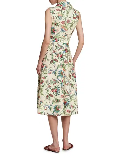Etro Women's Stamped Floral Stretch Cotton Shirtdress - Stampa Bianco | Thumbnail 5