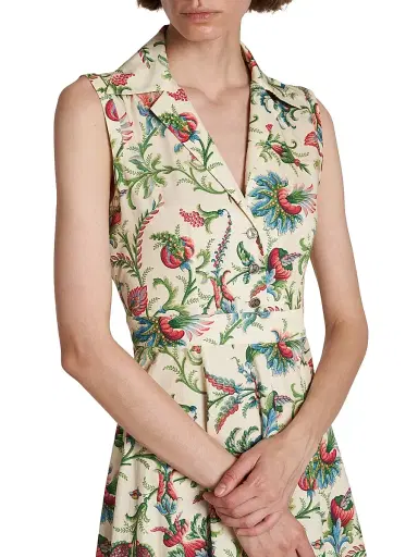 Etro Women's Stamped Floral Stretch Cotton Shirtdress - Stampa Bianco | Thumbnail 6