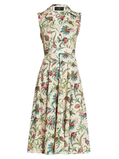 Etro Women's Stamped Floral Stretch Cotton Shirtdress - Stampa Bianco | Thumbnail 1