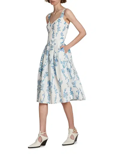 Etro Women's Floral Stretch Cotton Apron Midi-Dress | Thumbnail 2 Etro Women's Floral Stretch Cotton Apron Midi-Dress | Thumbnail 2