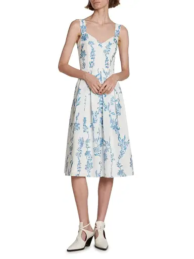 Etro Women's Floral Stretch Cotton Apron Midi-Dress | Thumbnail 3 Etro Women's Floral Stretch Cotton Apron Midi-Dress | Thumbnail 3