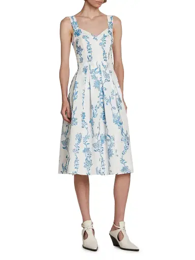 Etro Women's Floral Stretch Cotton Apron Midi-Dress | Thumbnail 4 Etro Women's Floral Stretch Cotton Apron Midi-Dress | Thumbnail 4