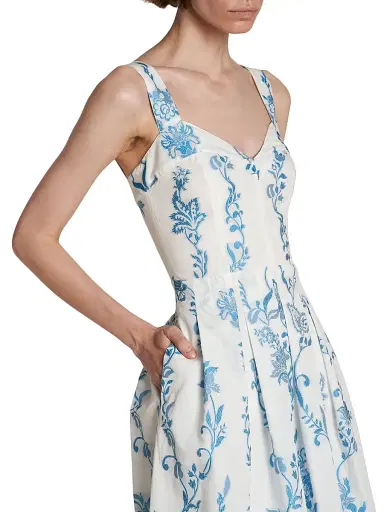Etro Women's Floral Stretch Cotton Apron Midi-Dress | Thumbnail 6 Etro Women's Floral Stretch Cotton Apron Midi-Dress | Thumbnail 6