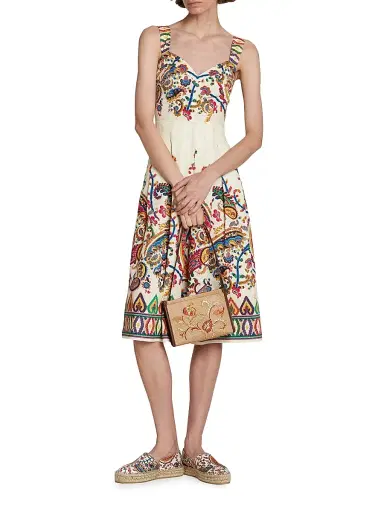 Etro Women's Paisley Pleated Apron Midi-Dress - Stampa Bianco | Thumbnail 2