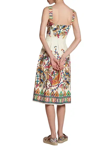 Etro Women's Paisley Pleated Apron Midi-Dress - Stampa Bianco | Thumbnail 5