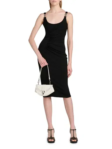 Versace Women's Virtus Studded Leather Shoulder Bag - Porcelain White Palladium | Thumbnail 3 Versace Women's Virtus Studded Leather Shoulder Bag - Porcelain White Palladium | Thumbnail 3