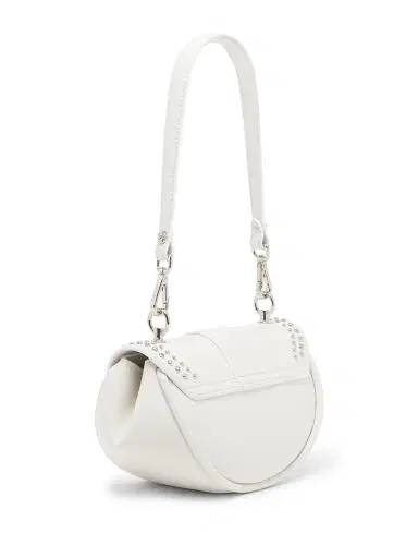 Versace Women's Virtus Studded Leather Shoulder Bag - Porcelain White Palladium | Thumbnail 7 Versace Women's Virtus Studded Leather Shoulder Bag - Porcelain White Palladium | Thumbnail 7