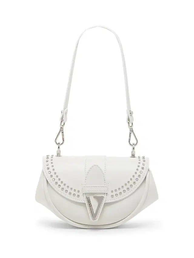 Women's  Virtus Studded Leather Shoulder Bag - Porcelain White Palladium