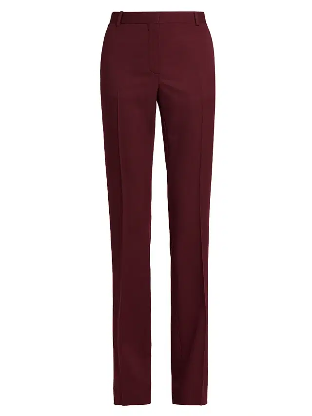 Versace Women's Stretch-Wool Straight-Leg Trousers - Burgundy
