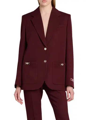 Versace Women's Stretch Wool Informal Blazer - Burgundy - Size 12 | Thumbnail 3