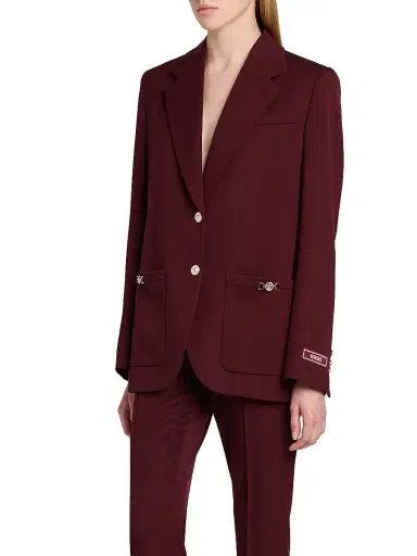 Versace Women's Stretch Wool Informal Blazer - Burgundy - Size 12 | Thumbnail 4