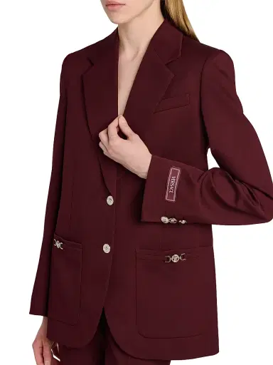 Versace Women's Stretch Wool Informal Blazer - Burgundy - Size 12 | Thumbnail 6