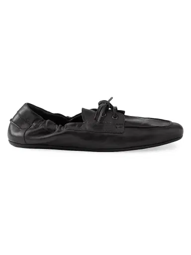 Prada Men's Shuffle Antiqued Leather Laced Shoes - Black - Size 9.5 | Thumbnail 1