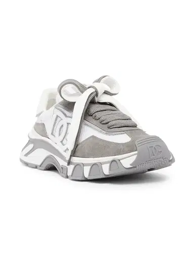 Dolce & Gabbana Men's Logo Two-Tone Nylon & Suede Low-Top Sneakers - Bianco Grigio - Size 13 | Thumbnail 2 Dolce & Gabbana Men's Logo Two-Tone Nylon & Suede Low-Top Sneakers - Bianco Grigio - Size 13 | Thumbnail 2