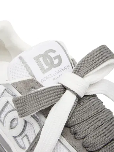 Dolce & Gabbana Men's Logo Two-Tone Nylon & Suede Low-Top Sneakers - Bianco Grigio - Size 13 | Thumbnail 5 Dolce & Gabbana Men's Logo Two-Tone Nylon & Suede Low-Top Sneakers - Bianco Grigio - Size 13 | Thumbnail 5
