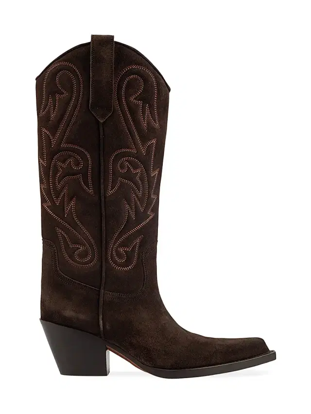 Paris Texas Women's Dakota 60MM Embroidered Suede Western Boots - Ebano