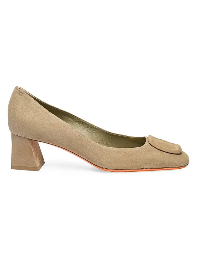 Women's Suede Block Heel Sandals - Beige