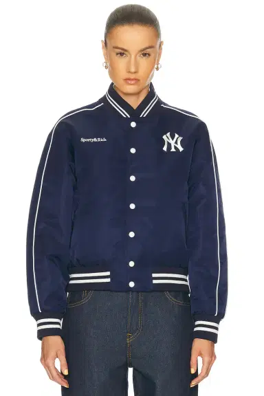 Sporty & Rich Yankees Curve Nylon Varsity Jacket | Thumbnail 1