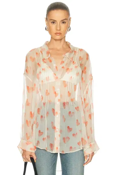 R13 Pintuck Drop Neck Shirt | Thumbnail 1 R13 Pintuck Drop Neck Shirt | Thumbnail 1