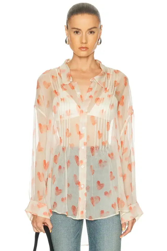 R13 Pintuck Drop Neck Shirt