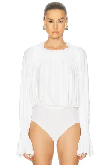 Norma Kamali Long Sleeve Peasant Bodysuit | Thumbnail 2 Norma Kamali Long Sleeve Peasant Bodysuit | Thumbnail 2