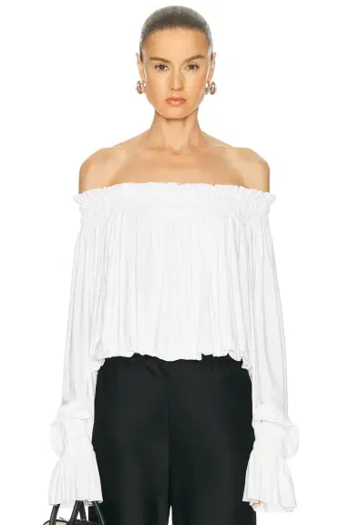 Norma Kamali Long Sleeve Peasant Bodysuit | Thumbnail 1 Norma Kamali Long Sleeve Peasant Bodysuit | Thumbnail 1