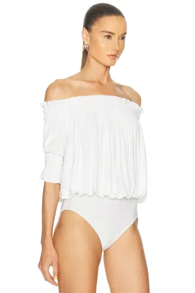 Norma Kamali Short Sleeve Peasant Bodysuit | Thumbnail 3 Norma Kamali Short Sleeve Peasant Bodysuit | Thumbnail 3