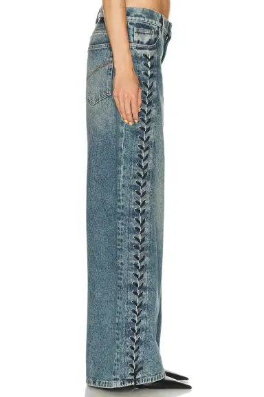 Stella McCartney Laced Denim Wide Leg | Thumbnail 3 Stella McCartney Laced Denim Wide Leg | Thumbnail 3